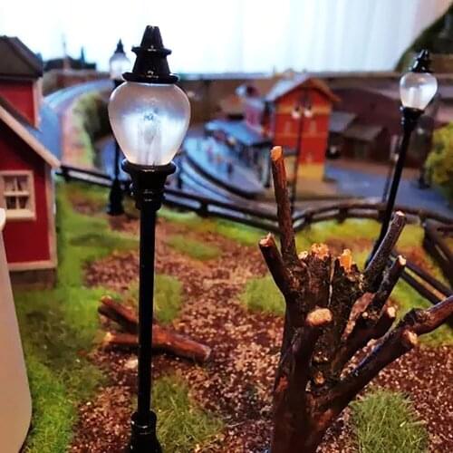2 PCS 1/87 HO Scale 3V Model Railway Lamppost LED Park Lanterns Street Lamp/Model Yard Lamp Post/Train/Railway Layout Diorama