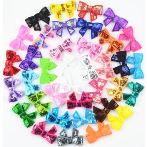 200 pcs/lot ,4.5 cmMini Embroidery Sequin Bows Boutique Bow Knot Applique No Clip DIY Hair Accessories