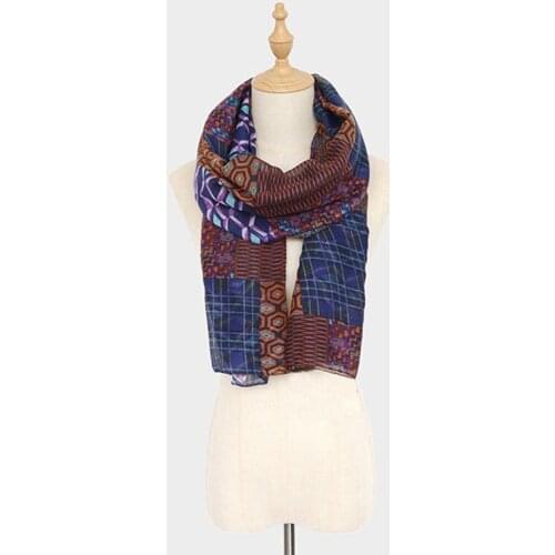 2021 Fashion Newest Geometry Printed Cotton Voile Scarf Shawls Wraps Hijabs 2Colors 10pcs/lot