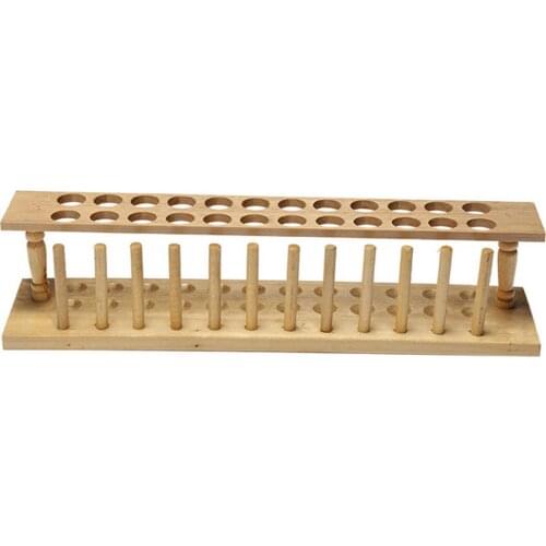 24 Holes 22mm Hole Diameter Lab Wooden Test Tube Storage Holder Bracket Rack With Stand Sticks