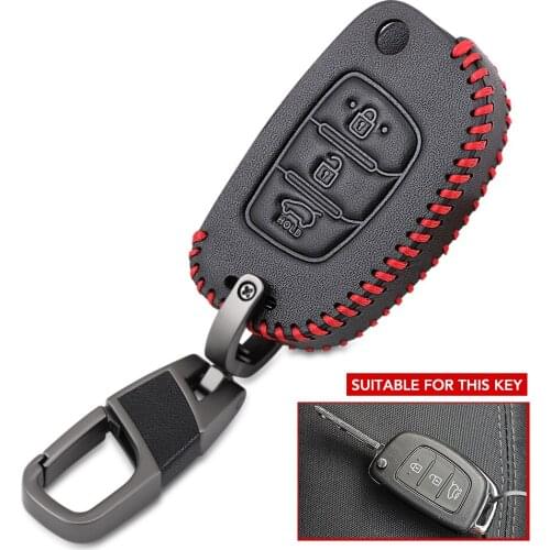 3 Button Leather Car Remote Flip Key Fob Shell Cover Case For Hyundai Creta I10 I20 Tucson Elantra Santa Fe 2016 2017 2018