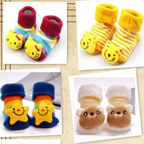 Free Shipping Cute Newborn Lovely Baby Girls Boys Unisex Anti-slip Socks Animal Boots 0-6 Months infant baby socks 4 pairs/sets