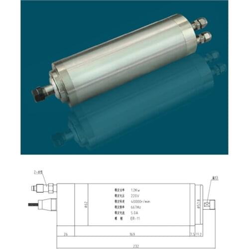 1.5HP 1.2kw ER11 40000RPM Precision High Speed spindle motor water cooling 220VAC 5A 670HZ 62mm 4 bearings CNC Router