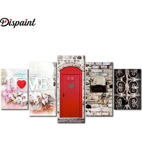 Dispaint 5pcs Full Square/Round Drill 5D DIY Diamond Painting "Home scenery" Multi-picture Combination Embroidery 5D Decor