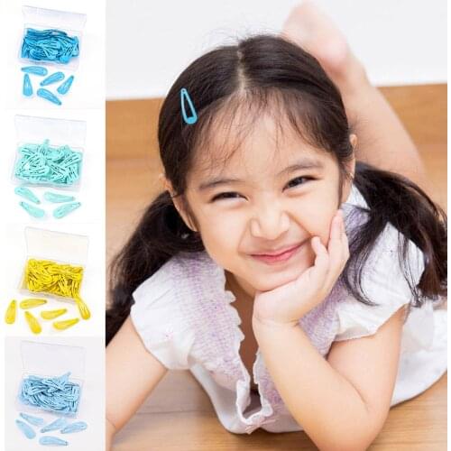 50Pcs/Box New Women Girls Cute Colorful Waterdrop Shape Hairpins Sweet Hair Clips Barrettes Slid Clip Fashion Hair Accessories