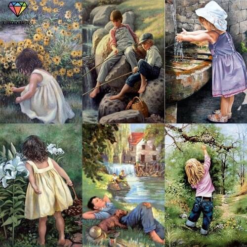 XUEQIXIAOZU Full Round Artistic portrait Diamond drawing Mosaic painting 5D DIY Diamond setting Home decoration gifts game