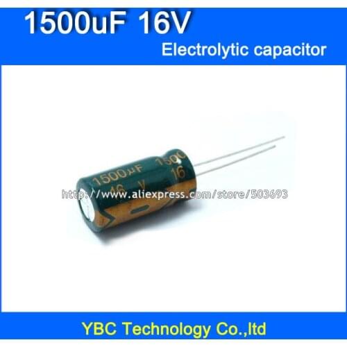 Free Shipping 100pcs/lot 16V 1500uF Electrolytic Capacitor 10*20mm