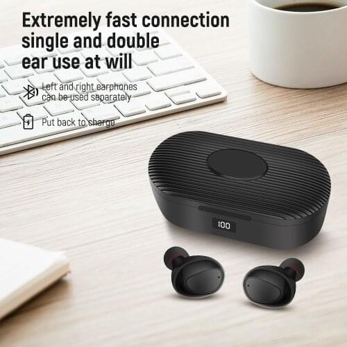 Bluetooth 5.0 Erphones True Wireless Earbuds Sport Headset Bass TWS Music Headphone With Digital Display Support Binaural Call