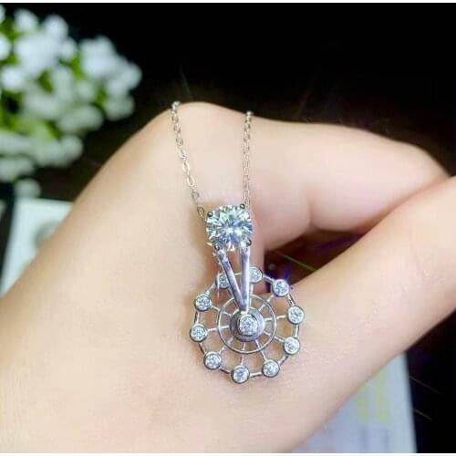 Big size flashing moissanite pendant for necklace fly wheel real 925 silver gem shiny better than diamond girl date gift