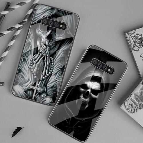 Grim reaper skull skeleton Phone Case Tempered Glass For Samsung S20 Plus S7 S8 S9 S10 Plus Note 8 9 10 Plus