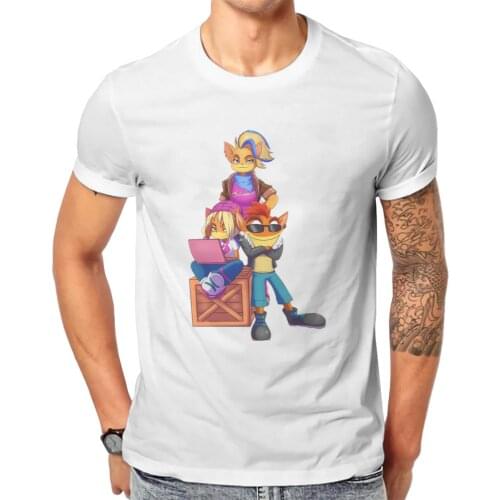 Friends Crash Bandicoot Wolf Video Game Tshirt Black Punk T shirt Tops Homme Pure Cotton Oversized Short Sleeve Tops