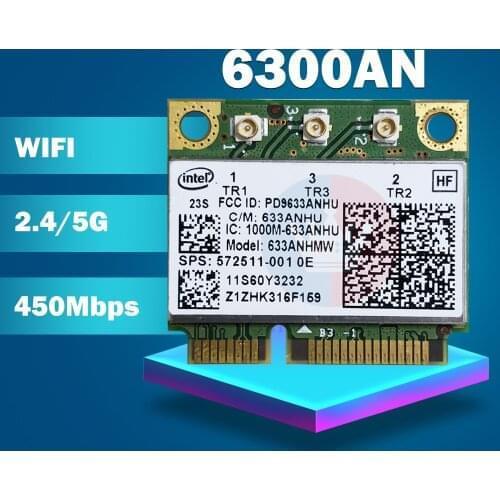 Dual Band 6300AN Half Mini PCIe for In-tel Wifi Card 450M for HP 8770w 8760w 8770w 6460b 8460w 2560p SPS:572511-001