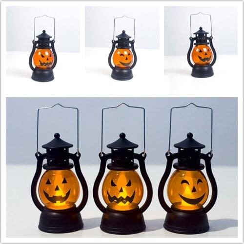 EMS 100Pcs Halloween Party Light Pumpkin Lantern Oil Lamp Wind Light Battery powered for Home Bar School Festival Decoration