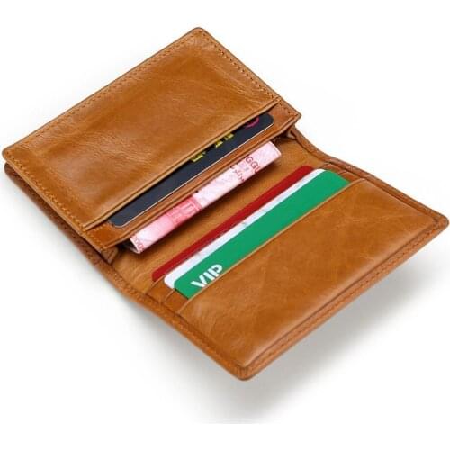European and American business card bag large-capacity card holder head layer leather multi-card bit pack rfid wallet
