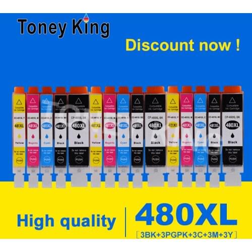 Toney King Full Ink Cartridge for PGI480 480xl CLI 481 Compatible for Canon PIXMA TS704 TS6140 TS6240 TR7540 TR8540 Printer Chip
