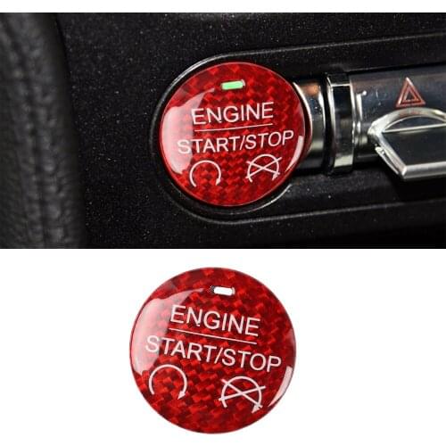 Engine One Button Start Stop Switch Decor Cover Trim Decal for Ford Mustang 2015-2021 Car Interior Accessories Carbon Fiber