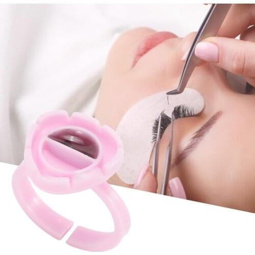 100Pcs Lash Glue Ring Practical Easy-using Heart Shaped Eyelashes Glue Holder for Women Makeup Tools & Accessories