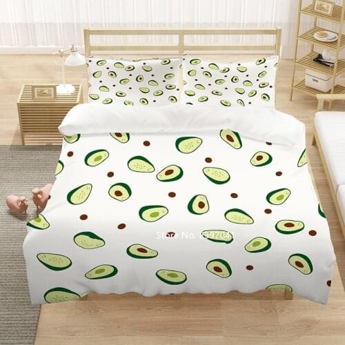 2-3 Cartoon Avocado Green Bedding Set Soft Comfort Down Quilt Cover Pillow Cover Adult Children Bedroom Decoration Home Textile