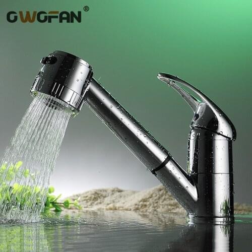 Kitchen Faucets Pull Out Chrome Crane Monobloc Sink Basins Mixer Tap 360 Degree Swivel Deck Mounted Torneira Cozinha YC-CL3001