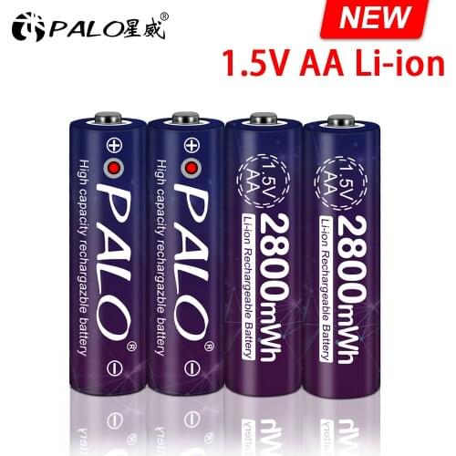 PALO 1.5V AA 2800mWh rechargeable battery AA 2A aa lithium ion li-ion batteries