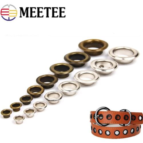 Meetee 50pc 3.5-15mm Pure Copper Eyelet Buckles O Ring Rivet DIY Bag Strap Belt Apparel Webbing Shoes Grommet Sewing Accessories