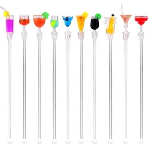 10Pcs/set Cute Cocktail Drink Mixer Bar Puddler Muddler Stirring Mixing sticks Ladle Stirrer Swizzle Sticks 23 cm