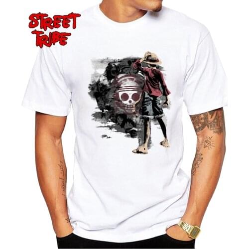 Man T-shirt Cool Design Anime One Piece Men T shirt Straw Hats t shirt Skull Luffy Printed Casual Tee