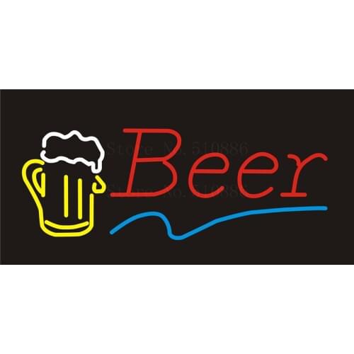NEON SIGN For Beer Disco Real GLASS Tube BEER BAR PUB Restaurant Signboard store display Decorate Store Shop Light Signs 17*14"