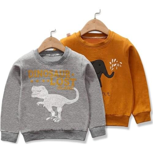 Baby Boy Clothes Boys Hoodies Kids Autumn Spring Sweatshirt 100% Cotton Toddler Girl Sweatshirts Children Outfits Dinosaur Print