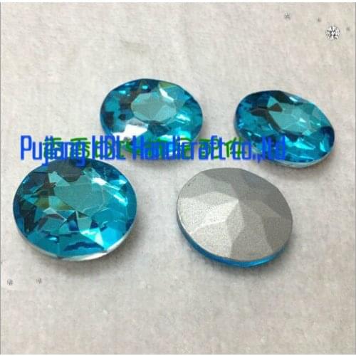 Lake Blue 27mm 44pcs/pack Chinese Top Quality Crystal Glass Strass Fancy Round Stone , Loose Beads