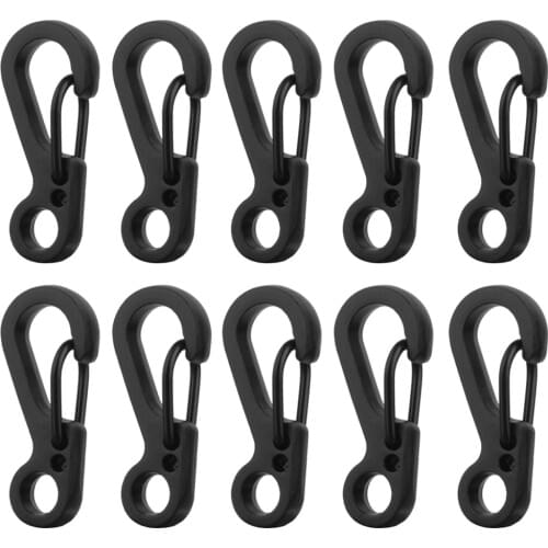 Durable 10pcs Black Hanging Buckle Carabiner Clip Snap Spring Hook Keychain Keyring for Outdoor Hiking Camping Equipment Buckles