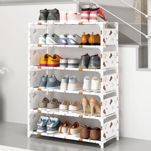 Simple Shoe Rack Organizer Nonwoven Fabric Hallway Entryway Shoe Cabinet Space Saving Entryway Stand Holder Vertical Shoe Shelf