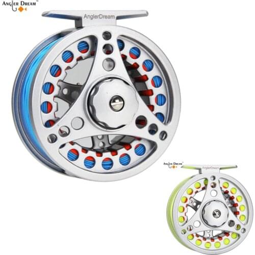 Fly Fishing reel 1/2 3/4 5/6 7/8 WT Fly Reel with Line Combo Large Arbor Aluminum Fly Fishing Reels yellow and blue fishing reel