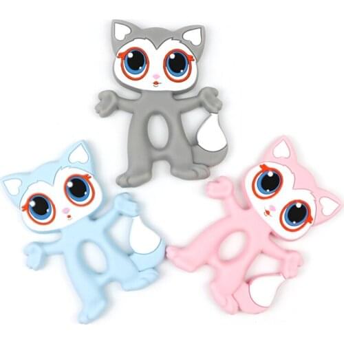 Silicone Teether For Teeth Safety Cartoon Fox Teether Toys Baby Food Grade Silicone Soother Teething Chewable Pacifier Pendan