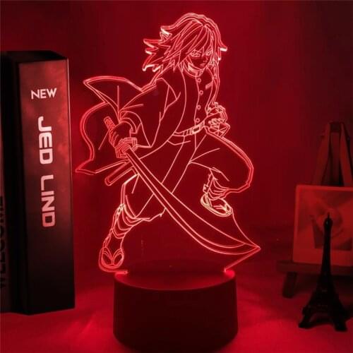 Anime Kimetsu No Yaiba Giyu Tomioka Light for Bedroom Decor Child Kids Birthday Gift Manga Gadget Giyuu Lamp Demon Slayer