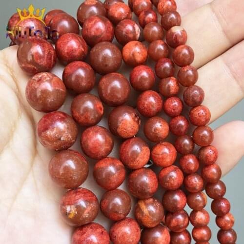 Grass Red Coral Beads Smooth Loose Spacer Beads For Jewelry DIY Making Bracelet Ear Studs Accessories 15" 6/8/10/12/14/16mm