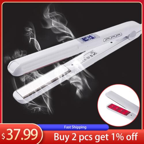 Ultrasonic Infrared Hair Care Iron Keratin Argan Oil Recover Hair Damaged Smoothly Hair Treatment Iron LCD Display Screen