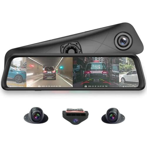 360-Degree Panoramic WIFI Dash Cams 4 Cameras Lens 12" Screen Android GPS Navigation Car Rearview Mirror Dvr video Recorder ADAS