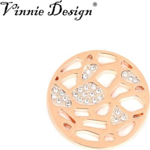 Vinnie Design Jewelry 25mm Small Hollow Crystal Coin Disc fit into 25mm My Coin Holder Frame Pendant Necklace