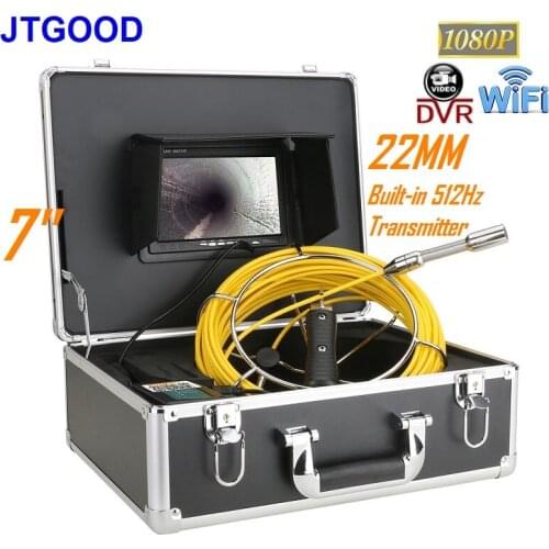 Built-in 512Hz Transmitter DVR WiFi Support ISO Android 22MM HD1080P Camera Pipe Inspection Camera Drain System 7 inch Monitor