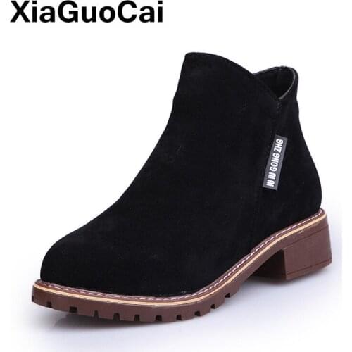 Autumn Winter Warm Ankle Boots 2021 Women Shoes Flock Big Size Fashion Female Chelsea Boots Classic Botas Mujer Dropshipping