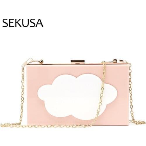 Women Evening Bags Metal Chain Shoulder Wedding Bridal Party Handbags Plastic Fashion Lady Purse Clutches