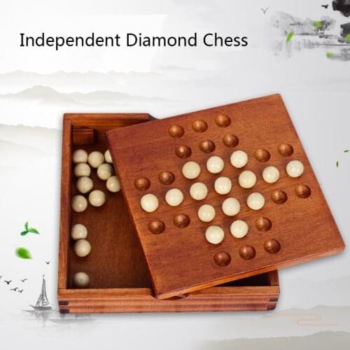1 Set of Wooden Solitaire Board Game, Europe Board Game Unique Funny Single Chess Cognitive Ability Toy Solitaire Chess
