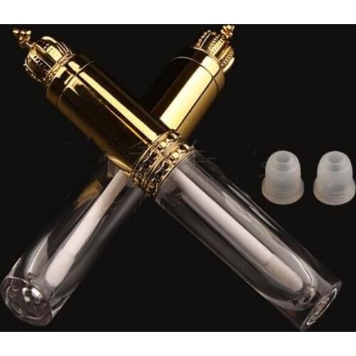 100pcs 8ml Crown Cosmetic Lip Gloss Wand Tube Empty Clear Makeup Lipgloss Lipstick Brush Bottle Beauty Eyelash Split Container