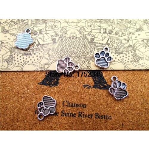 15pcs--Dog Paw Charms, Antique Tibetan silver Paw print charm pendants 22x17mm