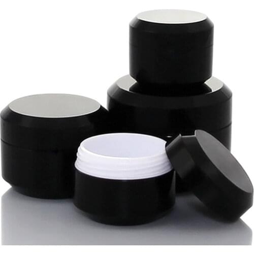 20 x 5g 10g 15g 30g Mini Black Plastic Empty Jar Pot Travel Cosmetic Sample Makeup Face Cream Containers Nail Art Organizer Home