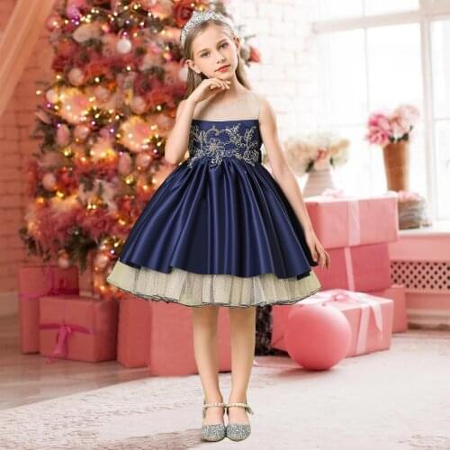 2021 Embroidery Party Dress Elegant Kids Dresses For Girls Children Costume Beads Princess Dress Girl Evening Gown Lace Vestidos