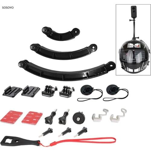 3 Ways Motorcycle Helmet Bracket Helmet Extension Arm Adjustable Mount Set For Insta360 One X Gopro Dji Osmo Action Camera