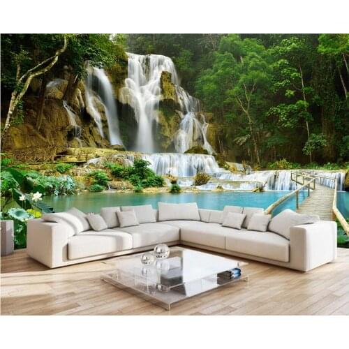3d wallpaper custom photo non-woven 3d wall murals wallpaper for living room Mountain waterfall lake decoration painting