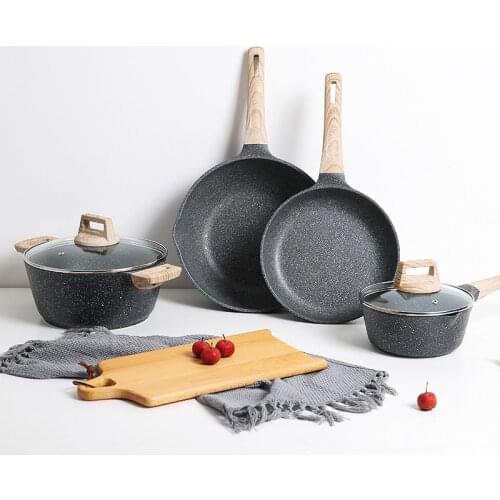 Non-stick frying pan milk soup pot kit household electromagnetic oven korean cookware for table aluminium cooking pots